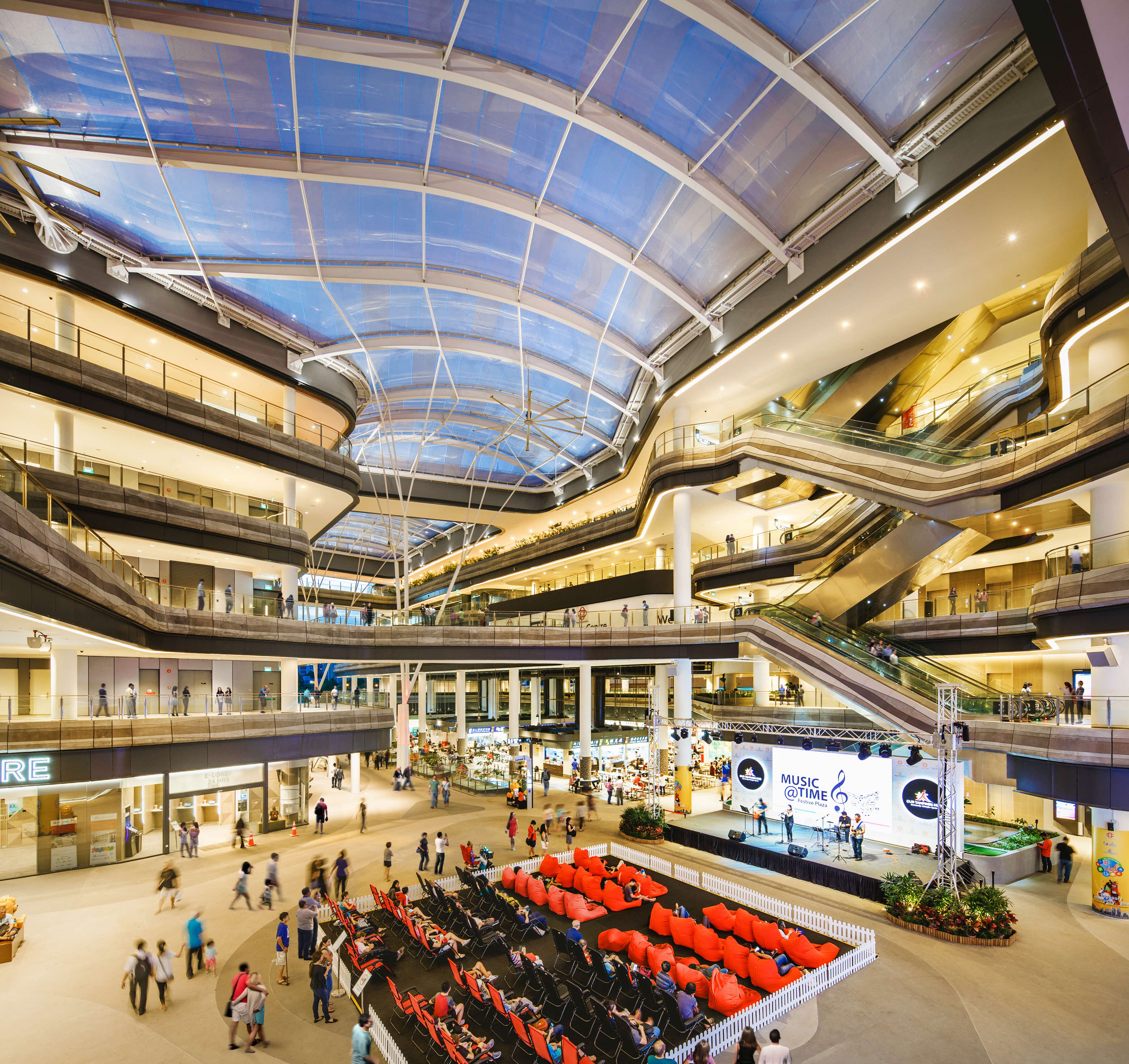 Photo of the open community space inside Our Tampines Hub